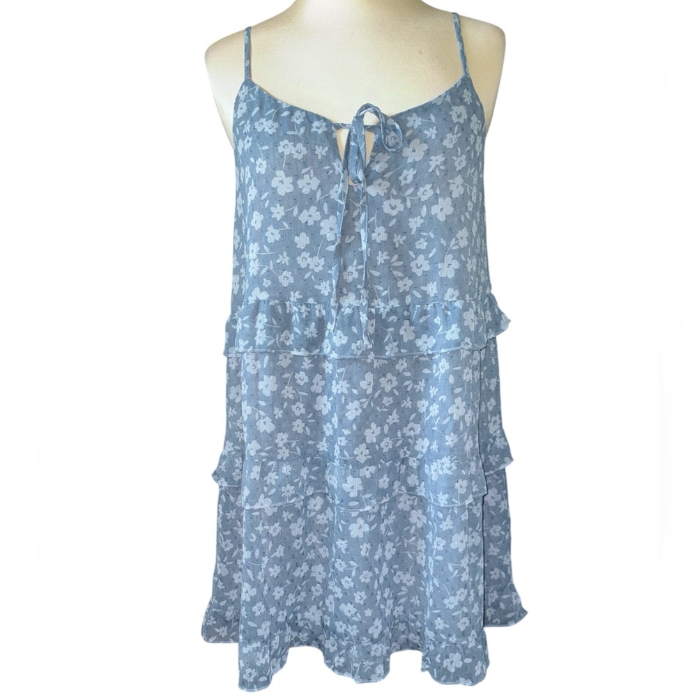 Dress Forum dress tiered ruffles adj spaghetti straps floral print Sz small NWT